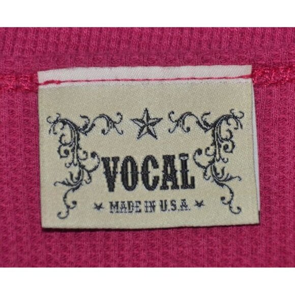 VOCAL Women's M Embellished Cross Waffle Knit Long Sleeve Thermal Biker Top - Picture 10 of 12